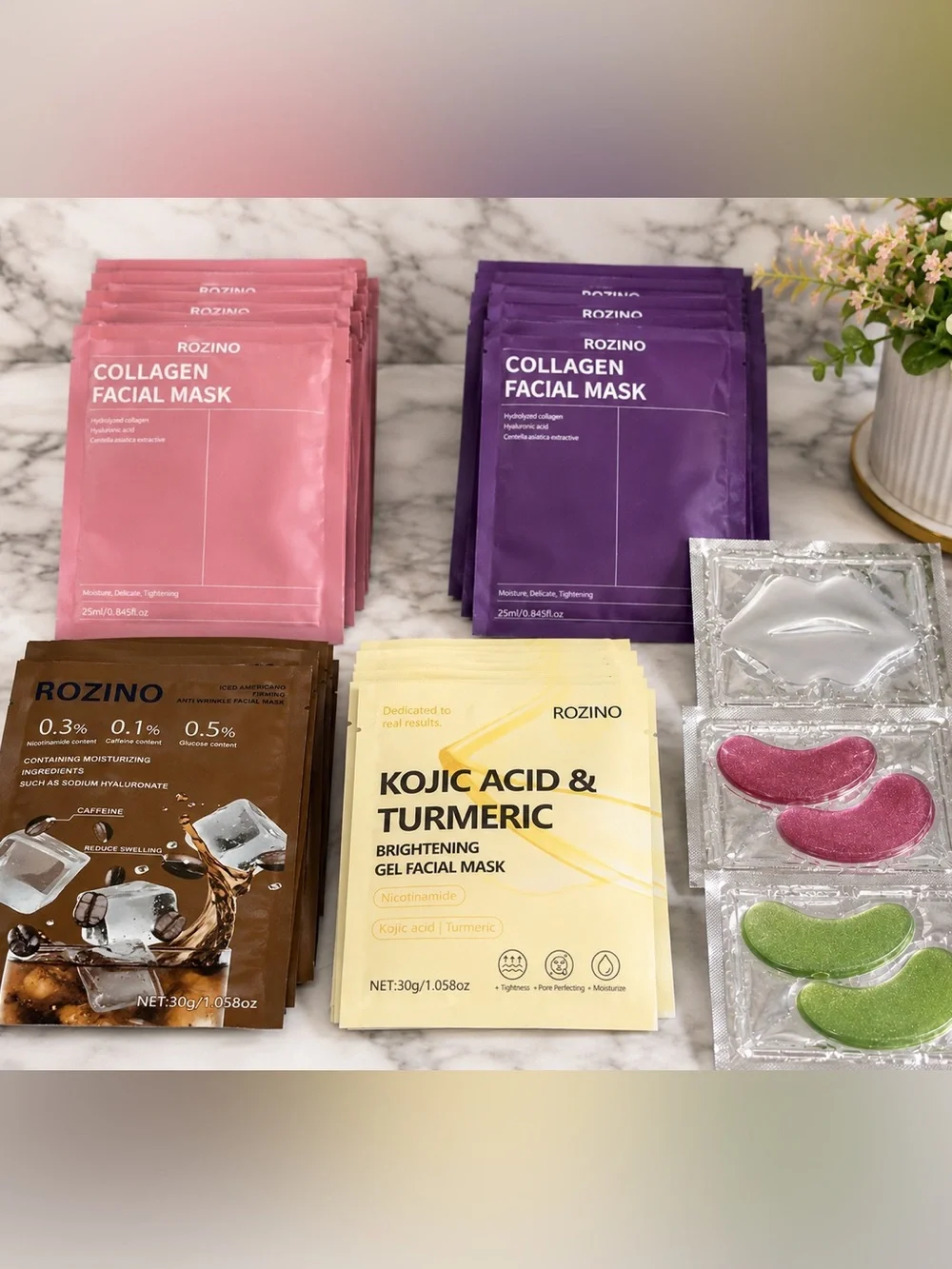 48 piece Skincare mask Bundle-  Facial, Collagen, Brightening & Eye/Lip Masks
